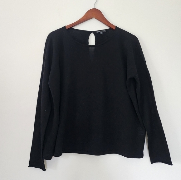 Eileen Fisher Fine Merino Wool Jersey Pullover Keyhole back Size Small - Picture 2 of 11